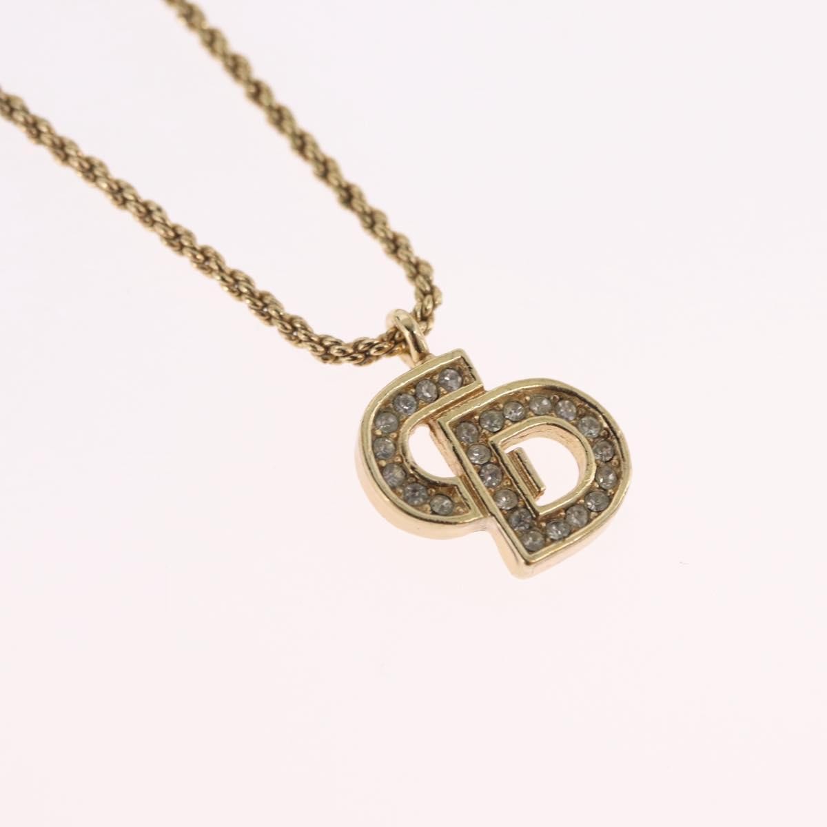 Christian Dior CD Pendant Metal and Crystals, Gold, Metal, Necklace