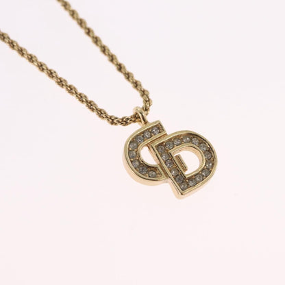 Christian Dior CD Pendant Metal and Crystals, Gold, Metal, Necklace