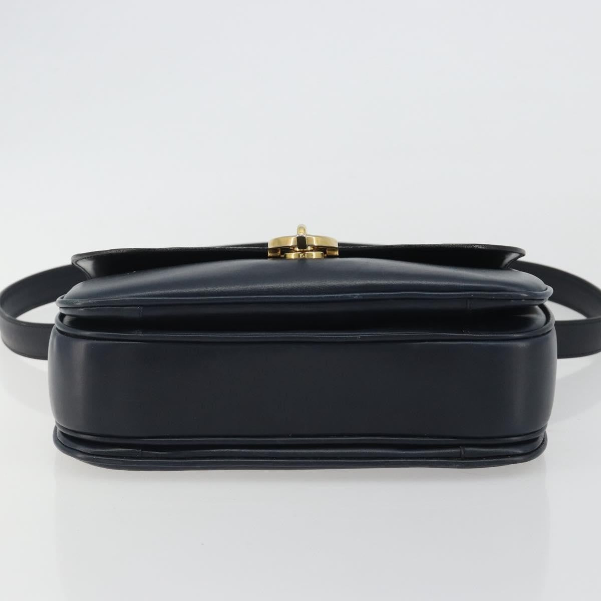 Celine Flap Shoulder Leather, Navy, Leather, Shoulder Bag