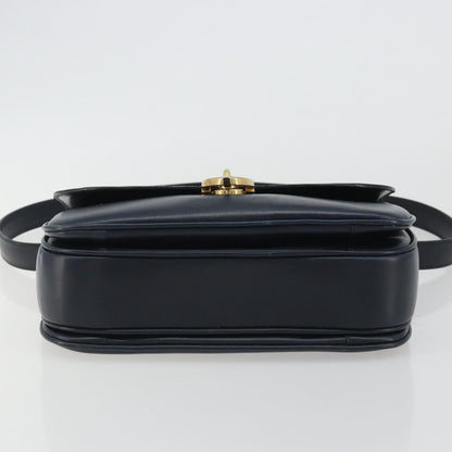 Celine Flap Shoulder Leather, Navy, Leather, Shoulder Bag