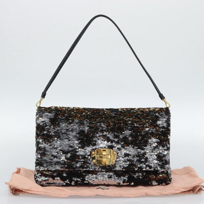 Miu Miu Belted Flap Turnlock Messenger Sequin Embellished Leather, Multicolour, Canvas, Crossbody Bag