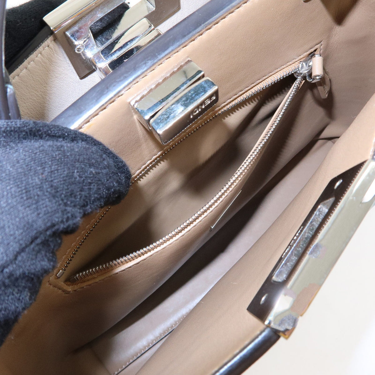 Fendi Peekaboo Essentially Leather, Blue, Leather, Handbag
