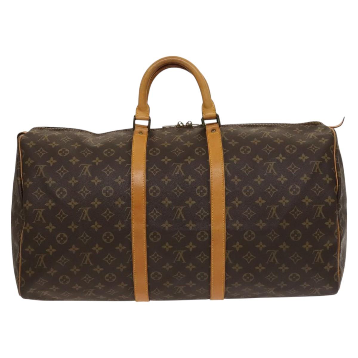Louis Vuitton Keepall 55, Brown, Canvas, travel