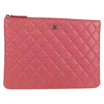 Chanel CC Casino O Case Clutch Quilted Lambskin, Pink, Leather, Clutch