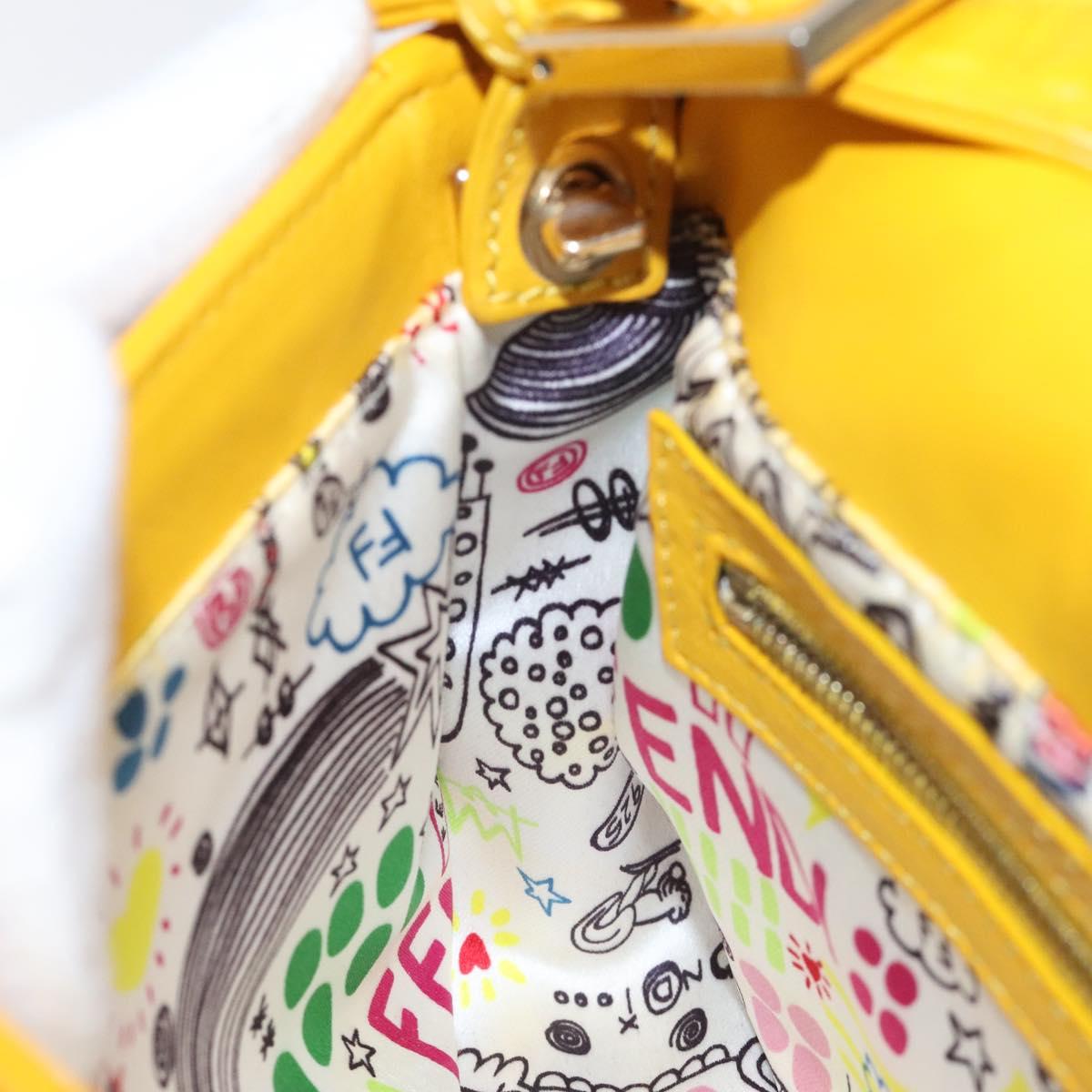 Fendi Baguette NM Bag Zucca Embossed Leather, YELLOW, LEATHER, Shoulder bag