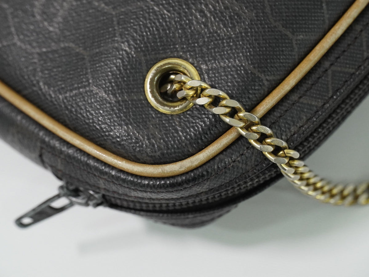 Christian Dior Vintage Honeycomb Canvas, Black, Canvas, Shoulder Bag