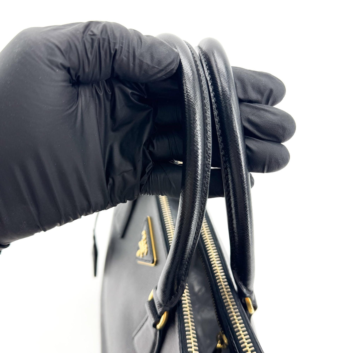 Prada Galleria Double Zip Saffiano Leather, Black, Leather, Tote Bag