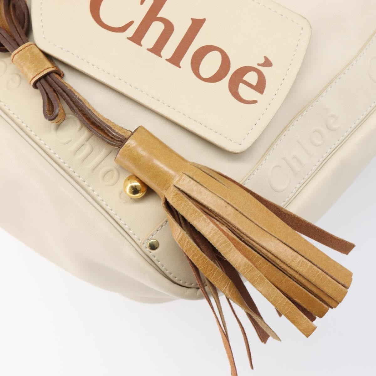 Chloe Eden Leather, White, Leather, Tote Bag