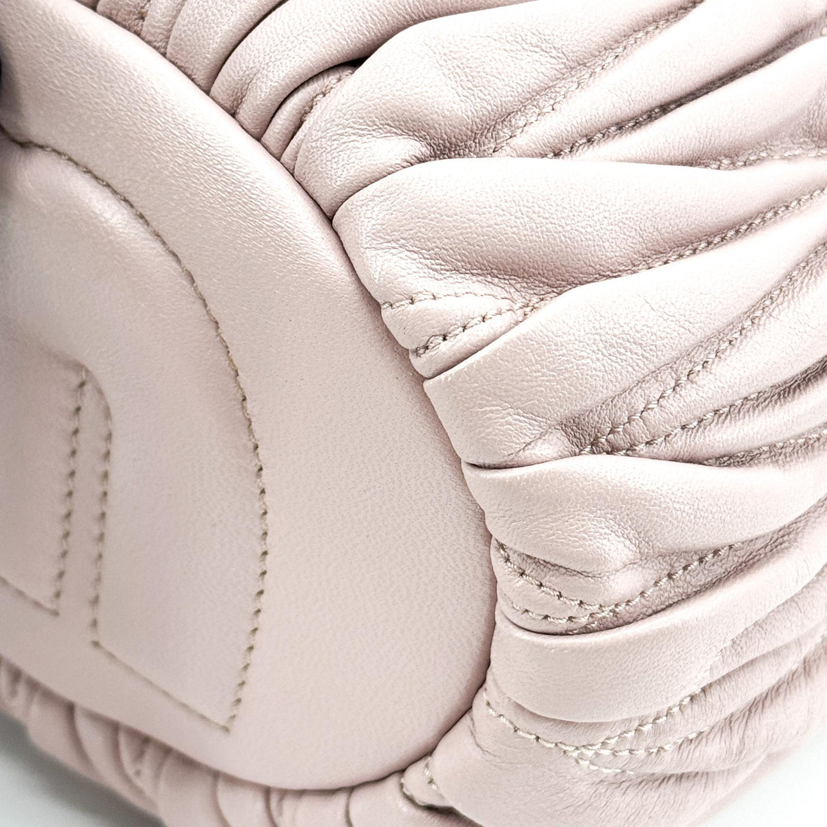 Miu Miu Drawstring Bucket Matelasse Leather, Pink, Leather, Handbag
