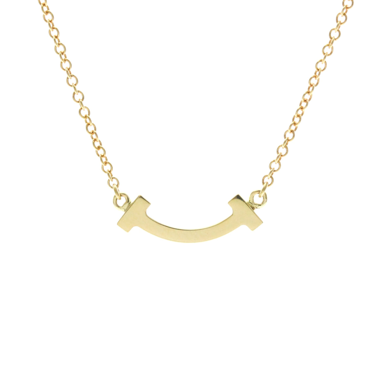 Tiffany & Co. T Smile Pendant 18K Yellow Gold with Diamonds, Gold, Yellow Gold, Necklace