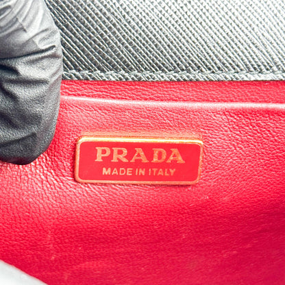 Prada Convertible Flap Clutch Saffiano Leather, Black, Leather, Clutch