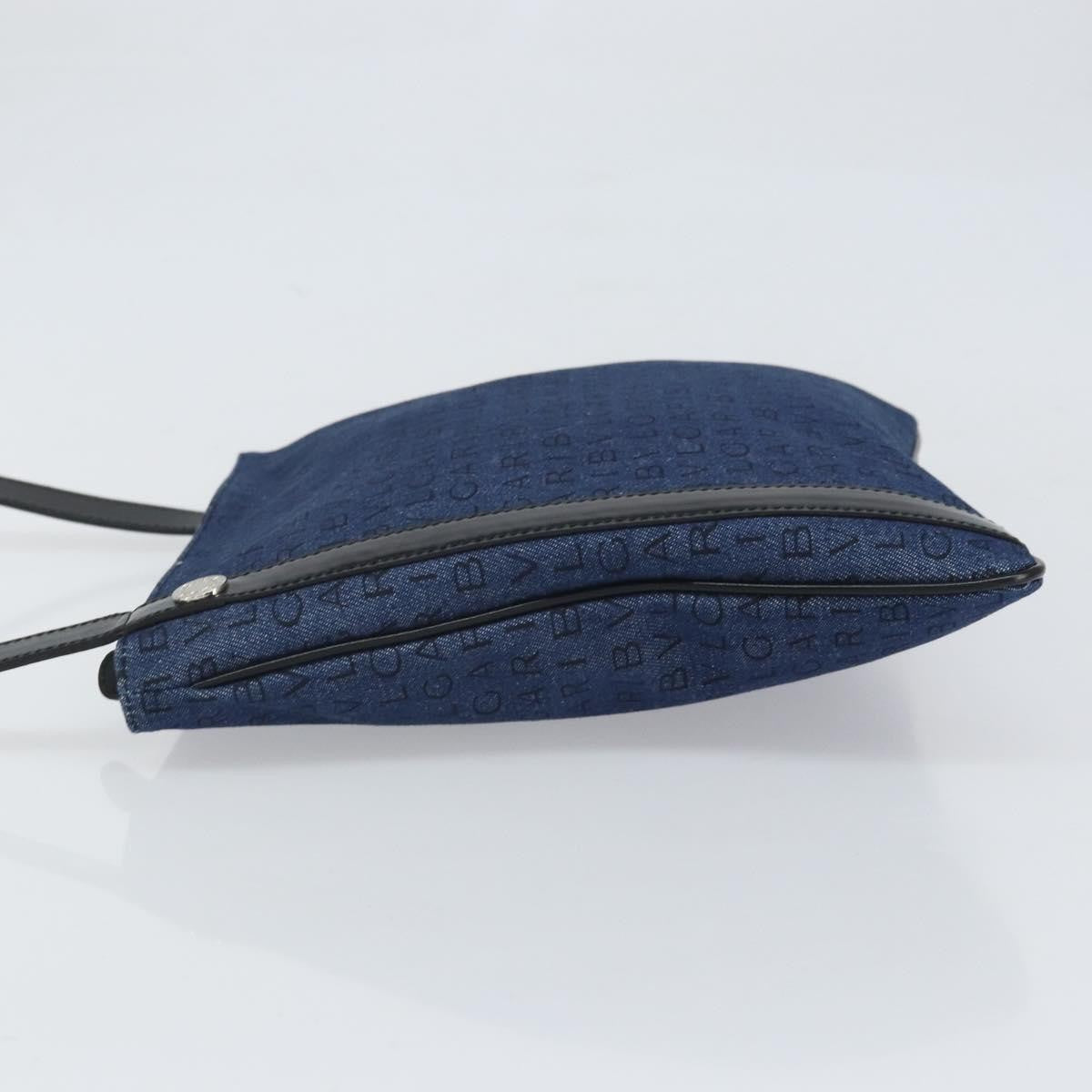 Bvlgari Logomania Canvas with Leather, Blue, Canvas, Shoulder Bag