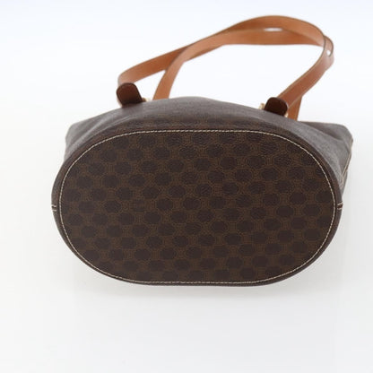 Celine Vintage Macadam Shopper Coated Canvas, Brown, Canvas, Tote Bag