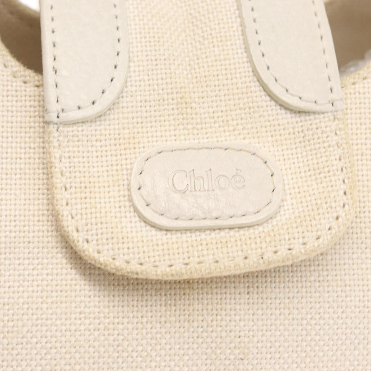 Chloe Vintage Leather, White, Canvas, Handbag