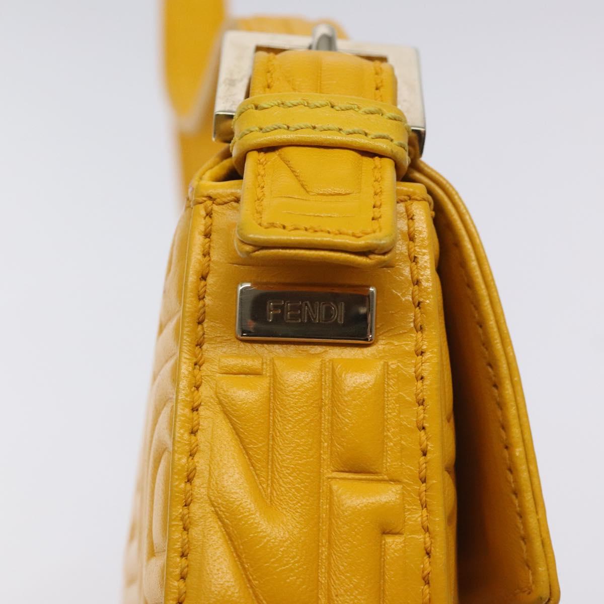 Fendi Baguette NM Bag Zucca Embossed Leather, YELLOW, LEATHER, Shoulder bag