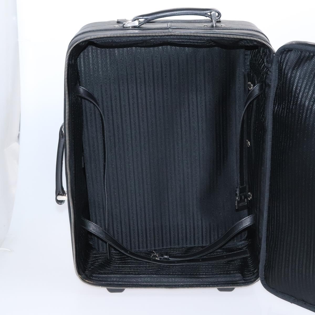 Prada Triangle Logo, Black, Leather, travel