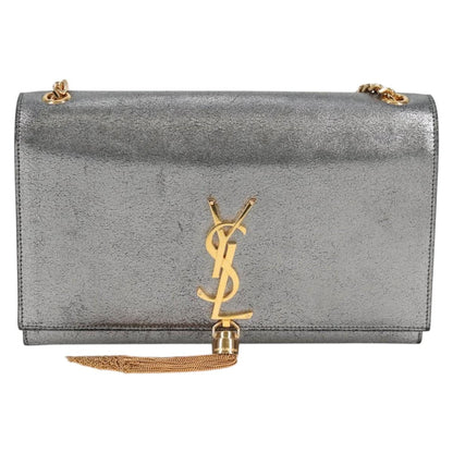 Saint Laurent Kate, Silver, Leather, shoulder