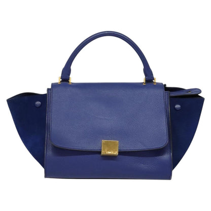 Céline Trapèze, Blue, Leather, handbag
