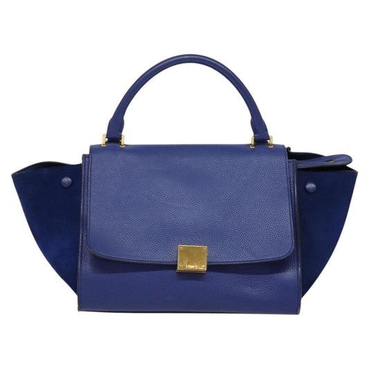 Céline Trapèze, Blue, Leather, handbag