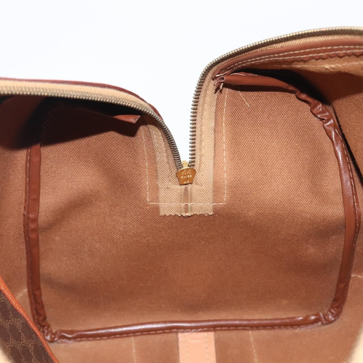 Celine Vintage Duffle Macadam Coated Canvas, Brown, PVC, Handbag