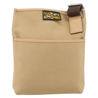 Salvatore Ferragamo Shoulder Bag Canvas, Beige, Canvas, Shoulder Bag