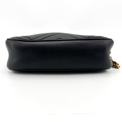 Gucci GG Marmont Matelasse Leather, Black, Leather, Shoulder Bag