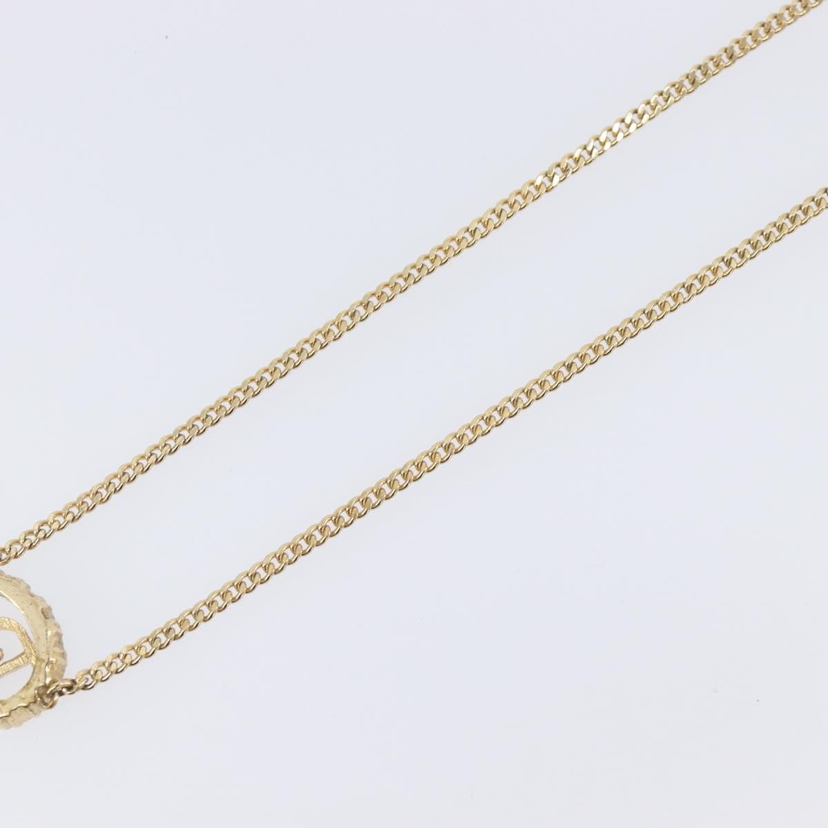 Christian Dior Vintage Logo Pendant Metal, Gold, Metal, Necklace