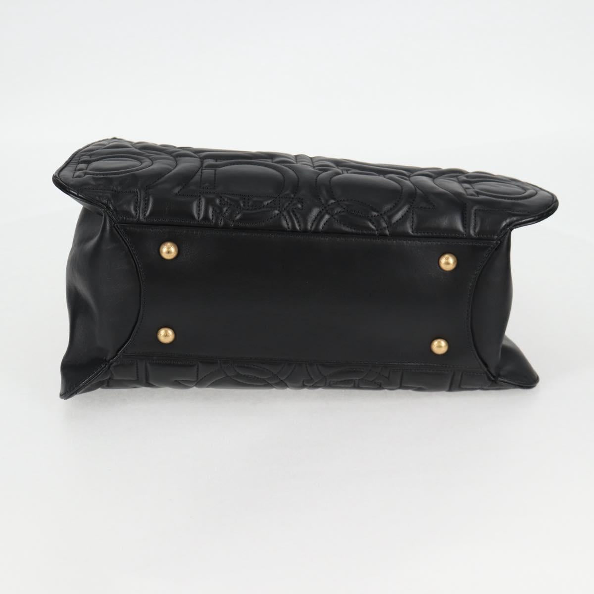 Salvatore Ferragamo Gancini, Black, Leather, tote