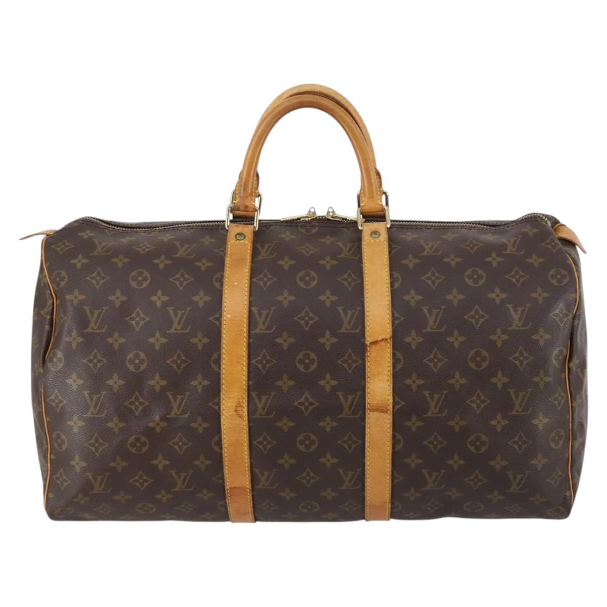Louis Vuitton Keepall Bag Monogram Canvas, BROWN, CANVAS, Travel bag