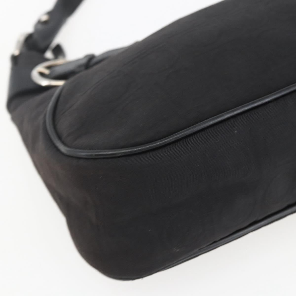Salvatore Ferragamo Vintage Gancini Hobo Leather, Black, Canvas, Shoulder Bag
