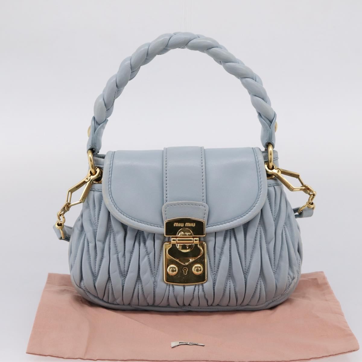 Miu Miu Coffer Hobo Matelasse Leather, Blue, Leather, Handbag