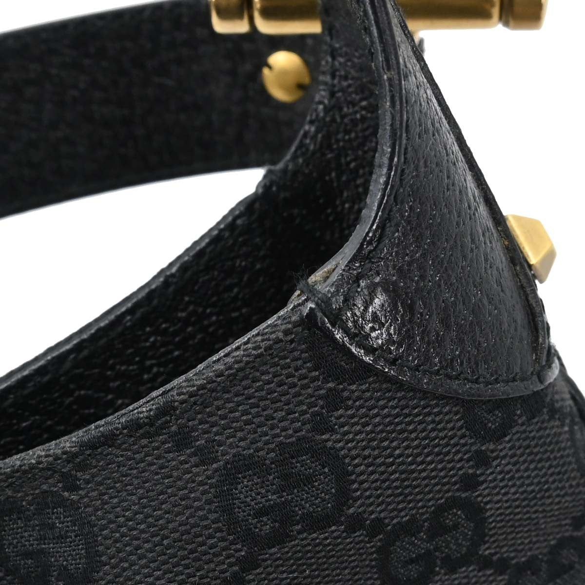 Gucci Piston Lock Jackie Hobo GG Canvas, Black, Canvas, Shoulder Bag