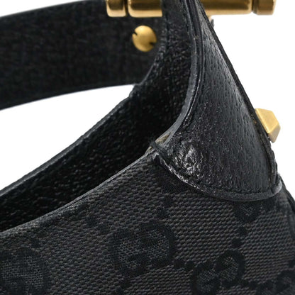 Gucci Piston Lock Jackie Hobo GG Canvas, Black, Canvas, Shoulder Bag