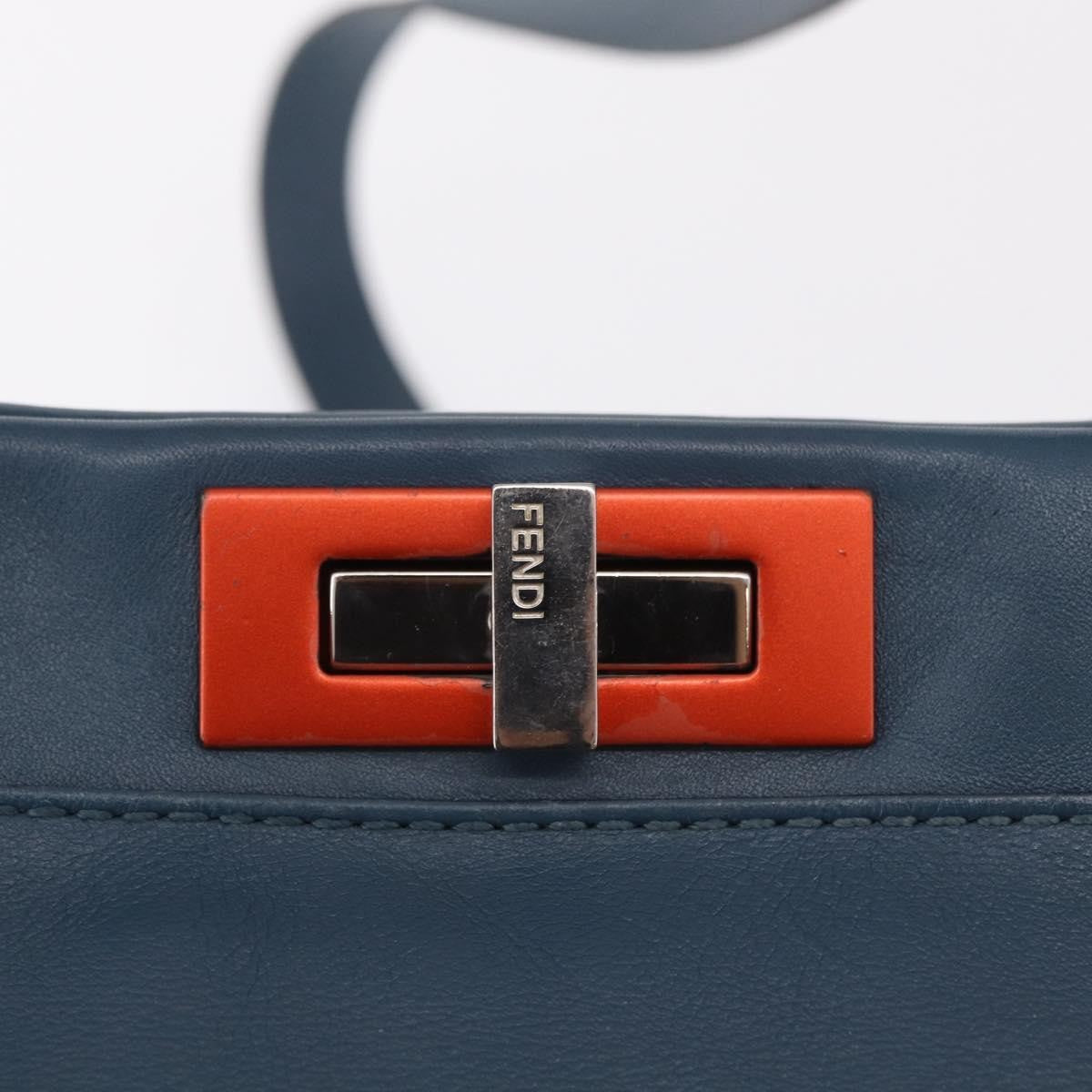 Fendi Peekaboo Ruffled Leather, Blue, Leather, Handbag
