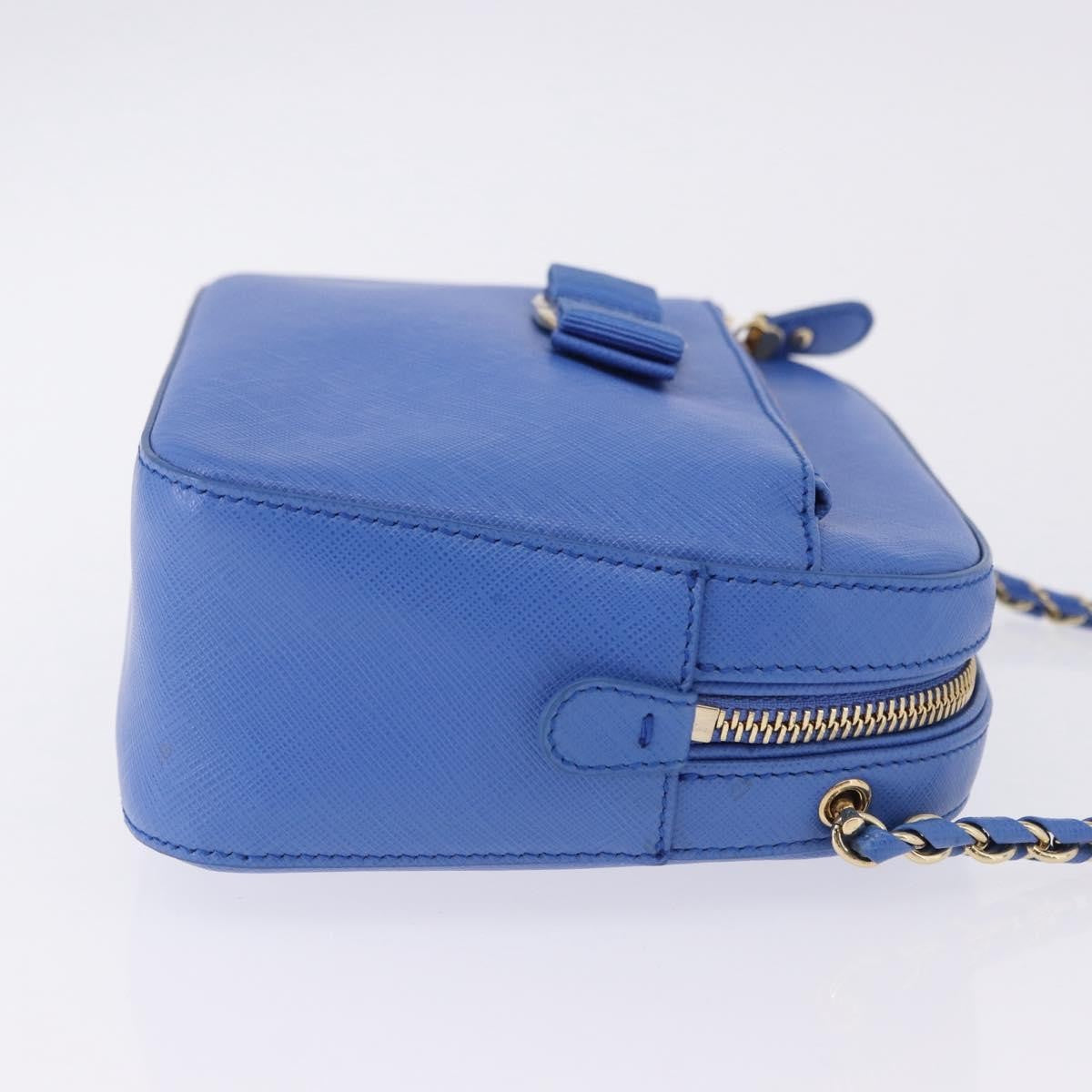 Salvatore Ferragamo Vara Chain Flap Leather, Blue, Leather, Shoulder Bag