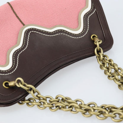 Bottega Veneta Chain Handle Canvas, Pink, Leather, Handbag