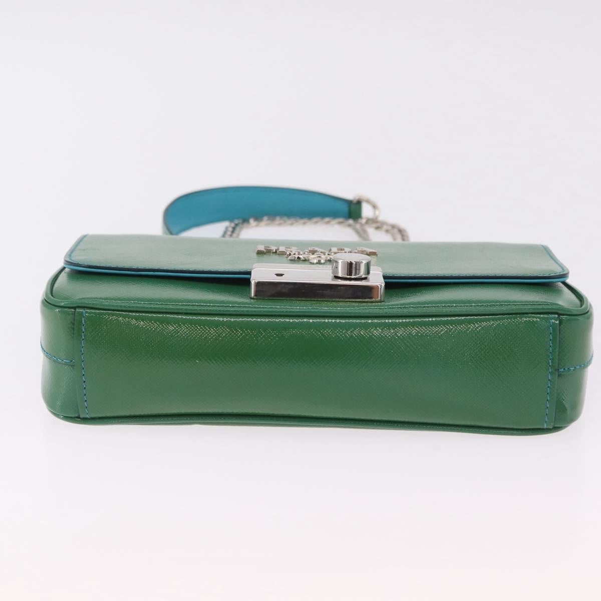 Prada Sound Chain Saffiano Leather, Green, Leather, Shoulder Bag