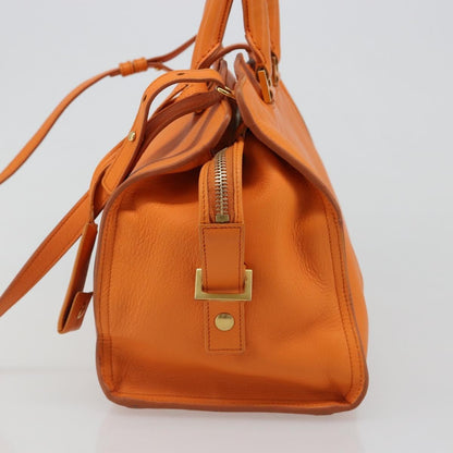 Saint Laurent Classic Y Cabas Leather, Orange, Leather, Tote Bag