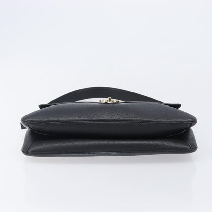 Salvatore Ferragamo Gancini Leather, Black, Leather, Shoulder Bag