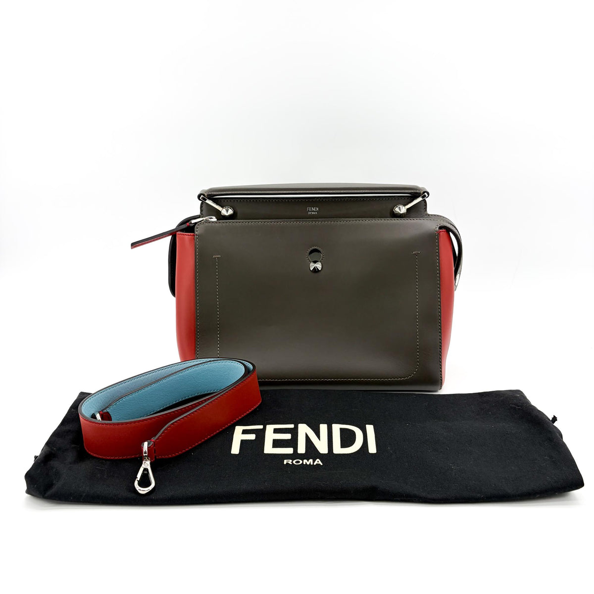 Fendi DotCom Click Quilted Leather, Multicolour, Leather, Shoulder Bag
