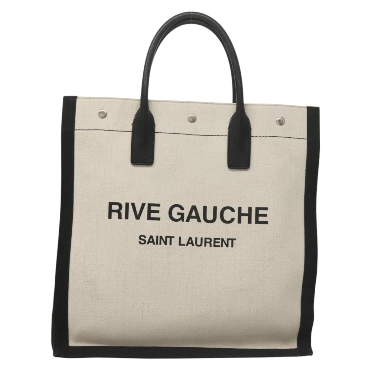 Saint Laurent Rive Gauche, White, "CANVAS, LEATHER", handbag