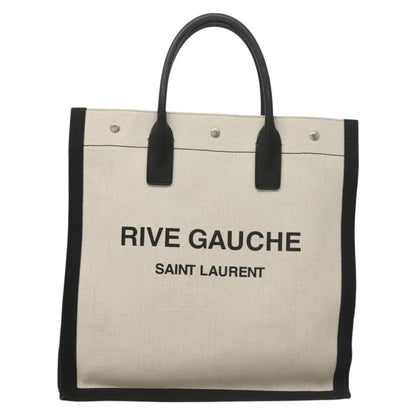 Saint Laurent Rive Gauche, White, "CANVAS, LEATHER", handbag