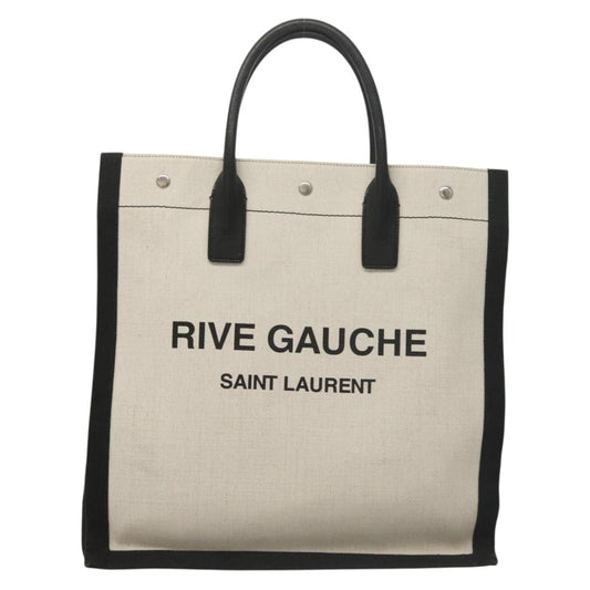 Saint Laurent Rive Gauche, White, "CANVAS, LEATHER", handbag