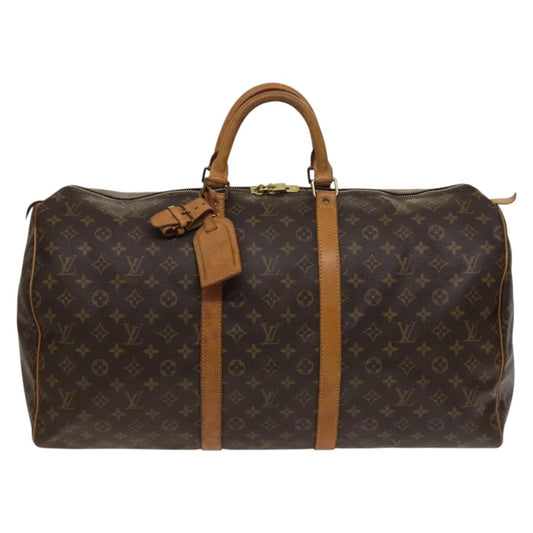 Louis Vuitton Keepall 55, Brown, Canvas, travel