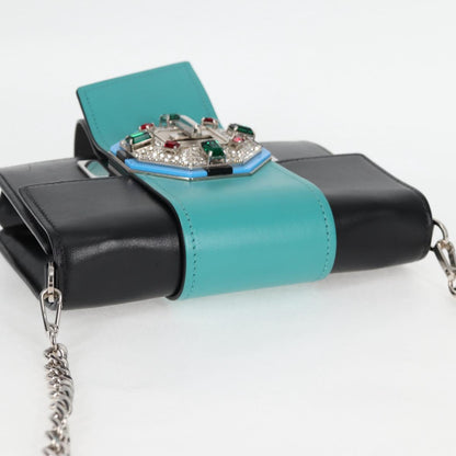 Prada Ribbon, Black, Leather, shoulder