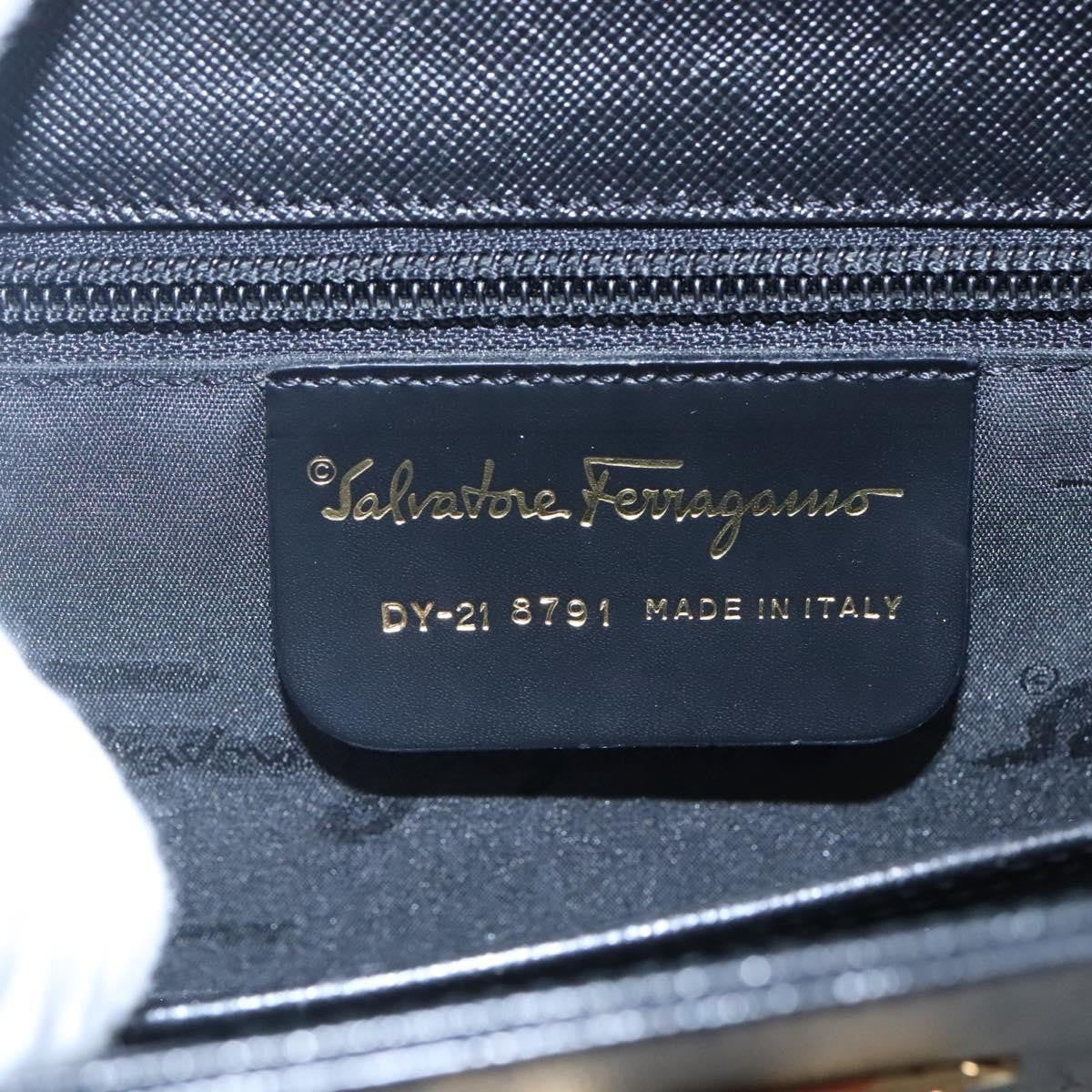 Salvatore Ferragamo Gancini Convertible Top Handle Leather, Black, Leather, Handbag