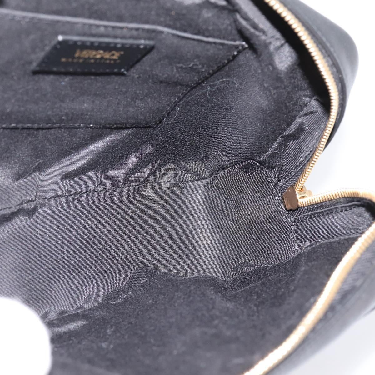 Versace Medusa Icon Front Slip Pocket Camera Quilted Leather, Black, Leather, Handbag