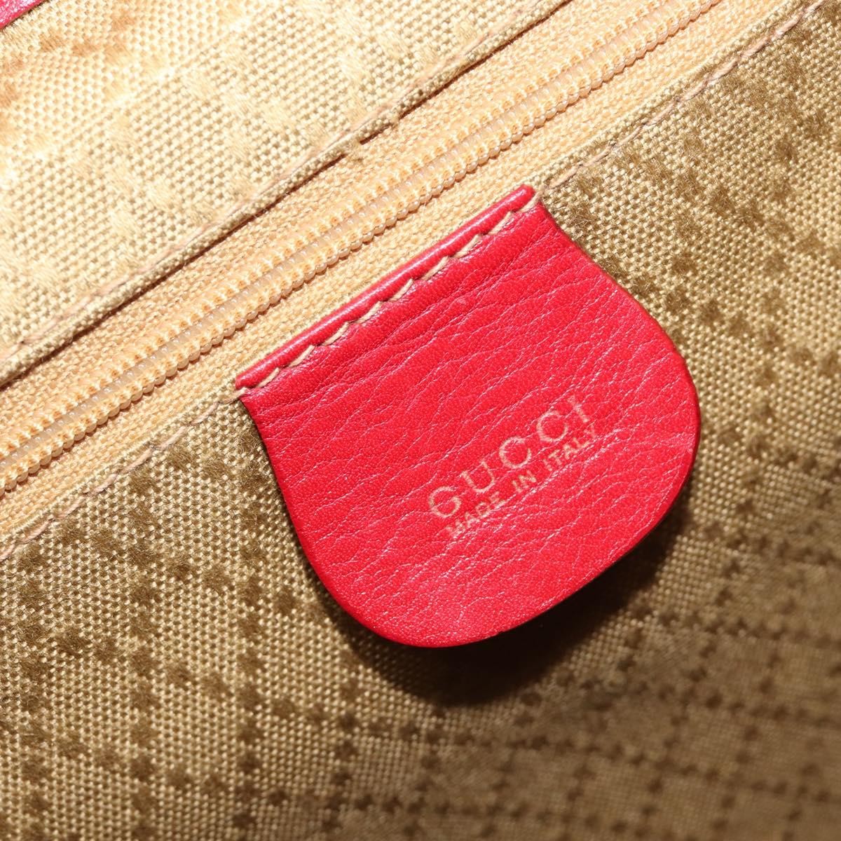 Gucci Vintage Bamboo Leather, Red, Leather, Backpack