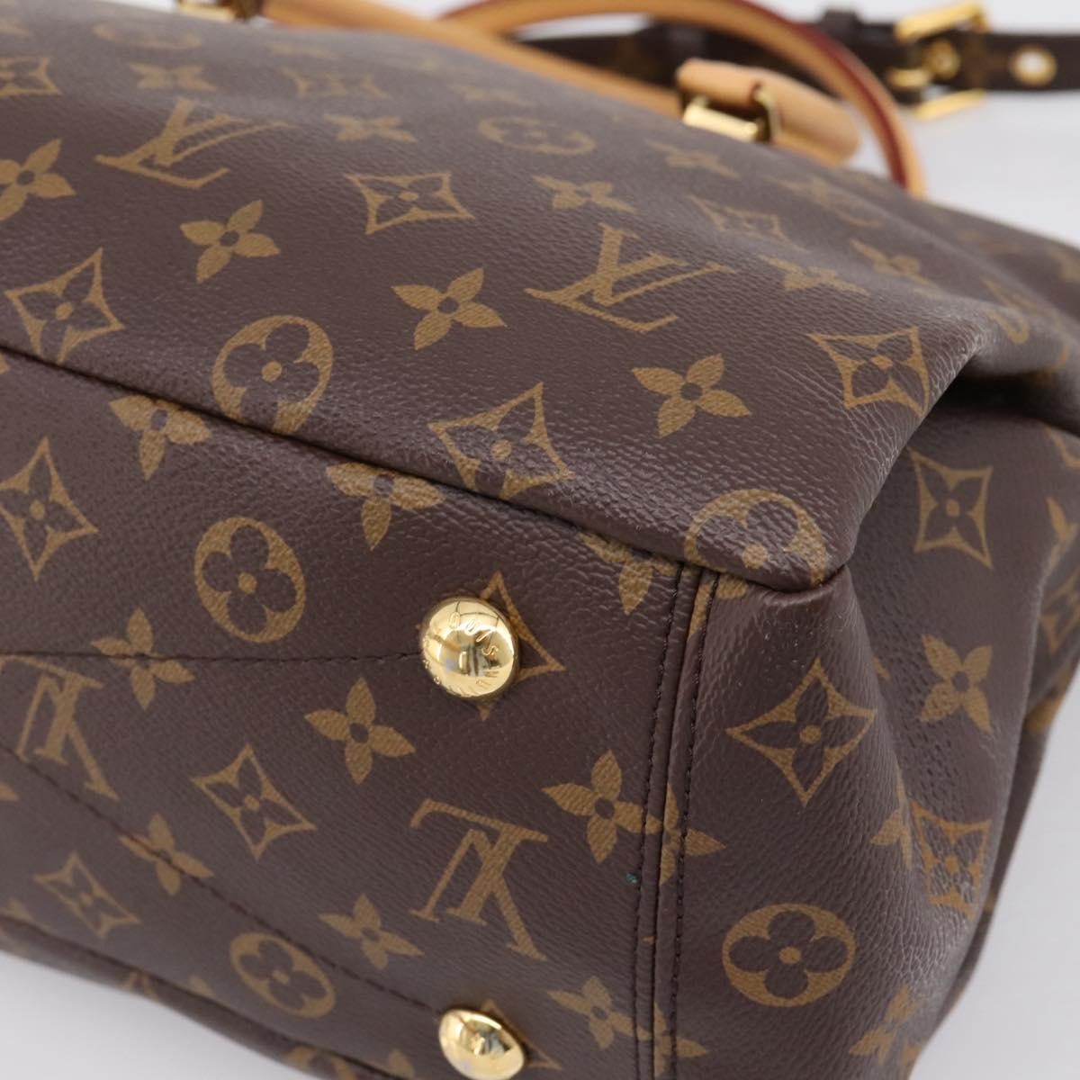 Louis Vuitton Pallas Monogram Canvas with Leather, Brown, Canvas, Tote Bag