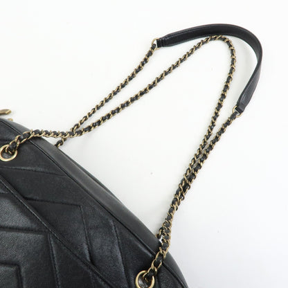 Chanel Camera Chevron Lambskin, Black, Leather, Handbag